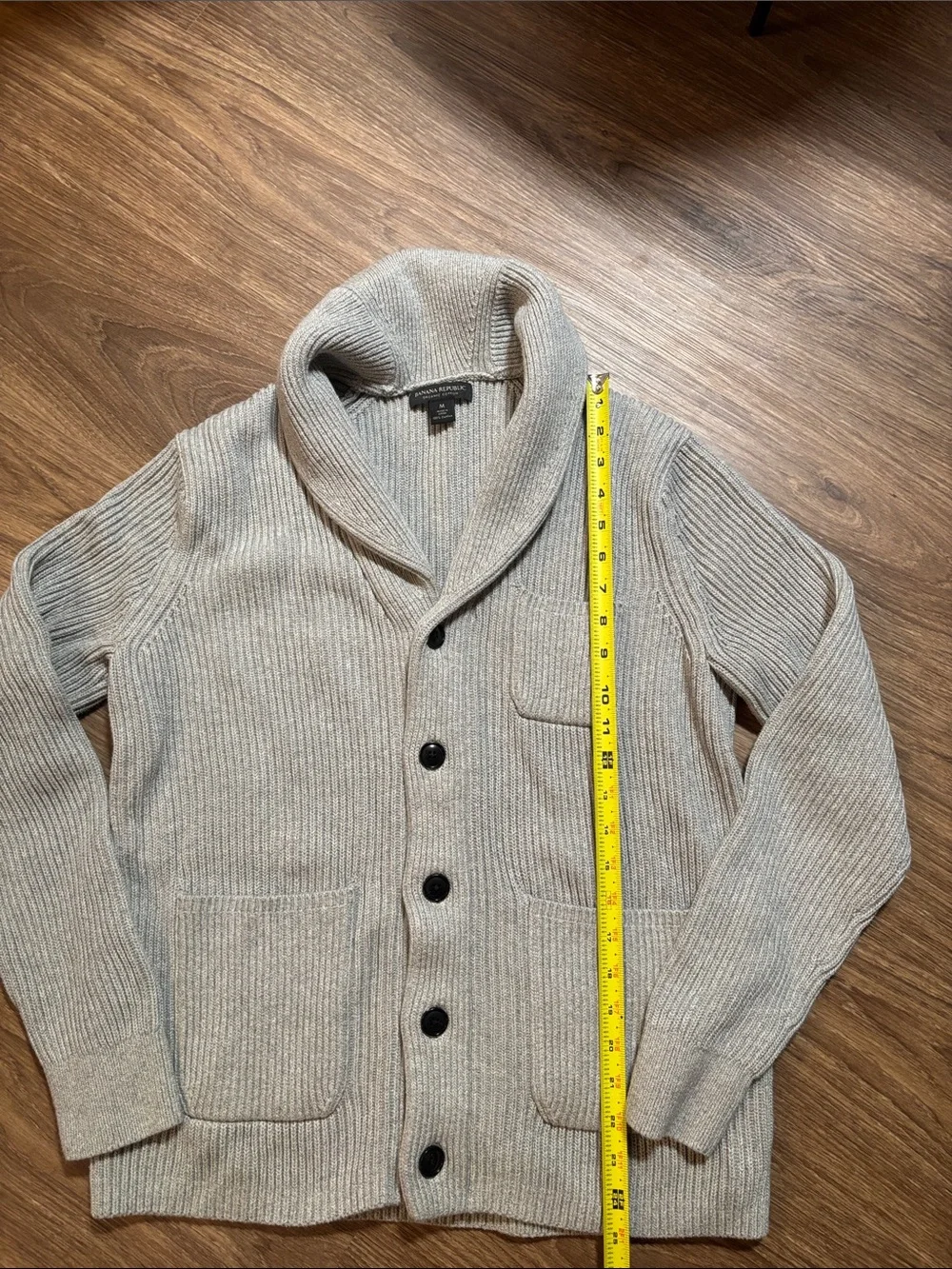 NWOT Banana Republic Mens Organic Supima Cotton Cardigan Sweater Collar Medium